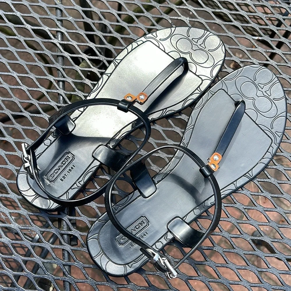 Coach Piccadilly Jelly Sandal, Black Size 10, Worn Once - Picture 2 of 16